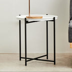 Grey Iron Round Side Table with Slender Metal Legs | Trosa