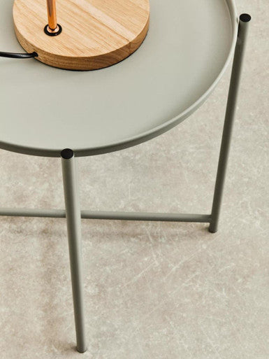 Grey Iron Round Side Table with Slender Metal Legs | Trosa