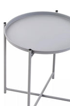 Grey Iron Round Side Table with Slender Metal Legs | Trosa