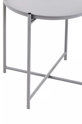 Grey Iron Round Side Table with Slender Metal Legs | Trosa