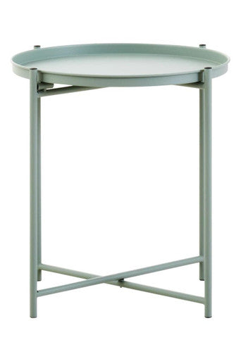 Green Iron Round Side Table with Slender Metal Legs | Trosa