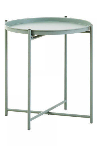 Green Iron Round Side Table with Slender Metal Legs | Trosa