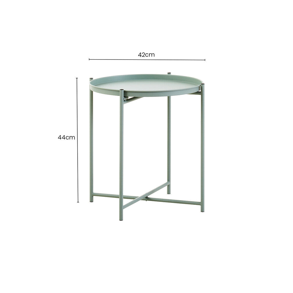 Green Iron Round Side Table with Slender Metal Legs | Trosa