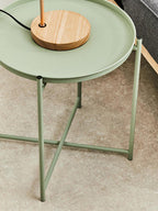 Green Iron Round Side Table with Slender Metal Legs | Trosa