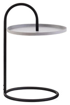 Grey Round Top Side Table with Black Finish Iron Hanging Frame | Trosa