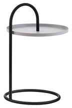 Grey Round Top Side Table with Black Finish Iron Hanging Frame | Trosa