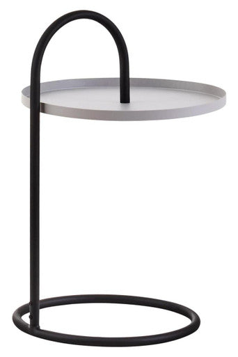 Grey Round Top Side Table with Black Finish Iron Hanging Frame | Trosa