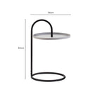 Grey Round Top Side Table with Black Finish Iron Hanging Frame | Trosa