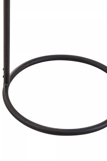 Grey Round Top Side Table with Black Finish Iron Hanging Frame | Trosa