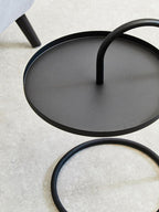 Black Round Top Side Table with Black Finish Iron Hanging Frame | Trosa