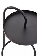 Black Round Top Side Table with Black Finish Iron Hanging Frame | Trosa