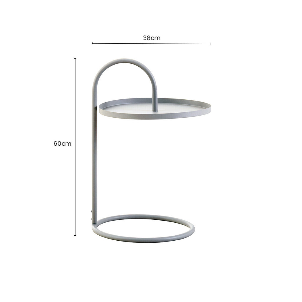 Grey Round Top Side Table with Grey Finish Iron Hanging Frame | Trosa