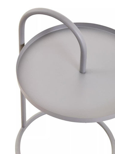 Grey Round Top Side Table with Grey Finish Iron Hanging Frame | Trosa