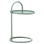 Green Round Top Side Table with Grey Finish Iron Hanging Frame | Trosa