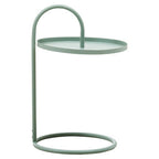 Green Round Top Side Table with Grey Finish Iron Hanging Frame | Trosa