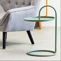 Green Round Top Side Table with Grey Finish Iron Hanging Frame | Trosa
