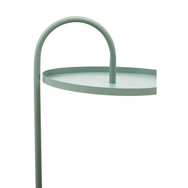 Green Round Top Side Table with Grey Finish Iron Hanging Frame | Trosa