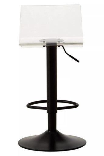 Clear Acrylic Seat Bar Stool with Black Base | Baina
