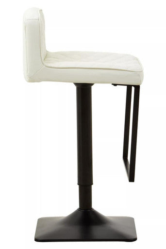 White Leather Effect and Black Base Bar Chair | Baina