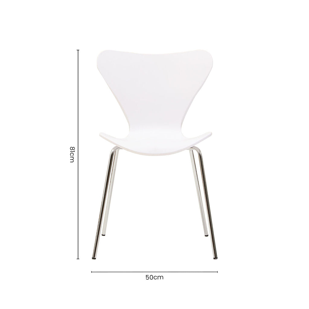 White Seat and Silver Chrome Legs Dining Chair | Laila