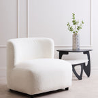 Ivory Boucle Effect Armless Lounge Chair | Montreal
