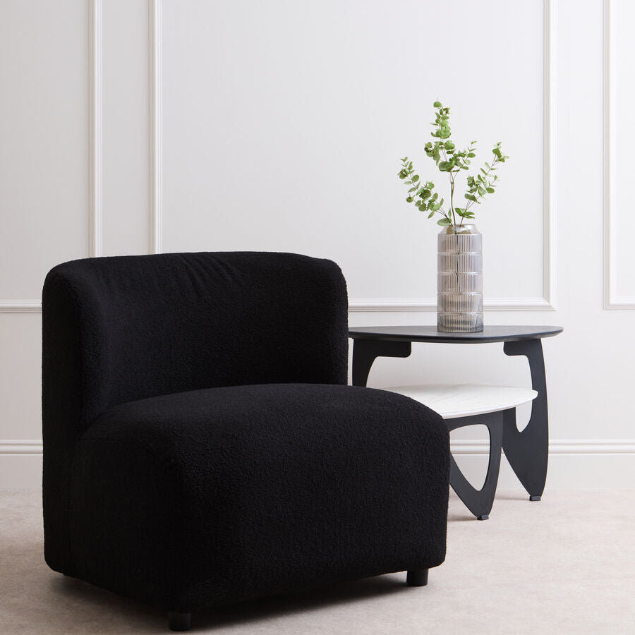 Black Boucle Effect Armless Lounge Chair | Montreal