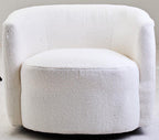 Ivory Boucle Effect Curved Lounge Chair with Swivel Base | Montreal
