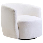 Ivory Boucle Effect Curved Lounge Chair with Swivel Base | Montreal