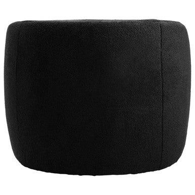 Black Boucle Effect Curved Lounge Chair with Swivel Base | Montreal