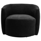 Black Boucle Effect Curved Lounge Chair with Swivel Base | Montreal