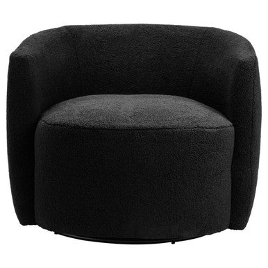 Black Boucle Effect Curved Lounge Chair with Swivel Base | Montreal