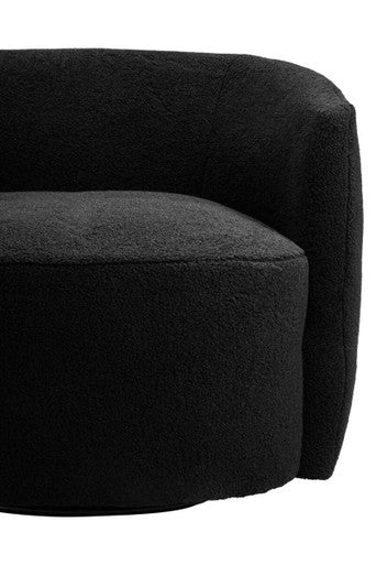 Black Boucle Effect Curved Lounge Chair with Swivel Base | Montreal