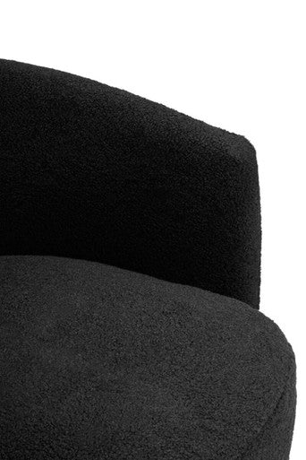 Black Boucle Effect Curved Lounge Chair with Swivel Base | Montreal