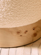 Burl Wood and Cream Boucle Round Stool | Mota