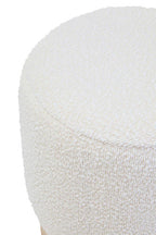 Burl Wood and Cream Boucle Round Stool | Mota