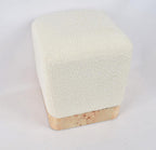 Burl Wood and Cream Boucle Square Stool | Mota