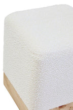 Burl Wood and Cream Boucle Square Stool | Mota