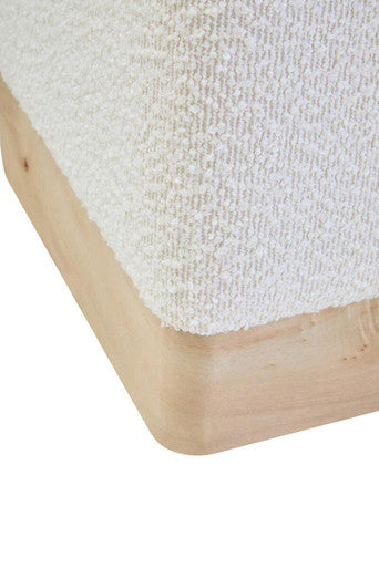 Burl Wood and Cream Boucle Square Stool | Mota