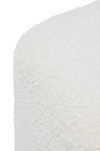 Burl Wood and Cream Boucle Square Stool | Mota