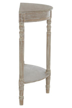 Natural Wooden Half Moon Console Table with Lower Storage Shelf | Heritage