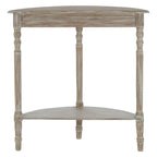 Natural Wooden Half Moon Console Table with Lower Storage Shelf | Heritage