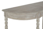 Natural Wooden Half Moon Console Table with Lower Storage Shelf | Heritage
