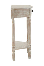 Grey Half Moon Wooden Console Table with 1 Drawer and 1 Lower Open Storage Shelf | Heritage