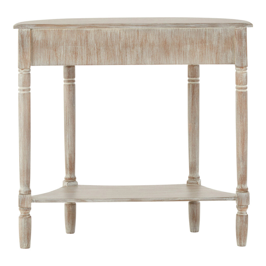 Grey Half Moon Wooden Console Table with 1 Drawer and 1 Lower Open Storage Shelf | Heritage
