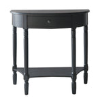 Black Half Moon Wooden Console Table with 1 Drawer and 1 Lower Open Storage Shelf | Heritage