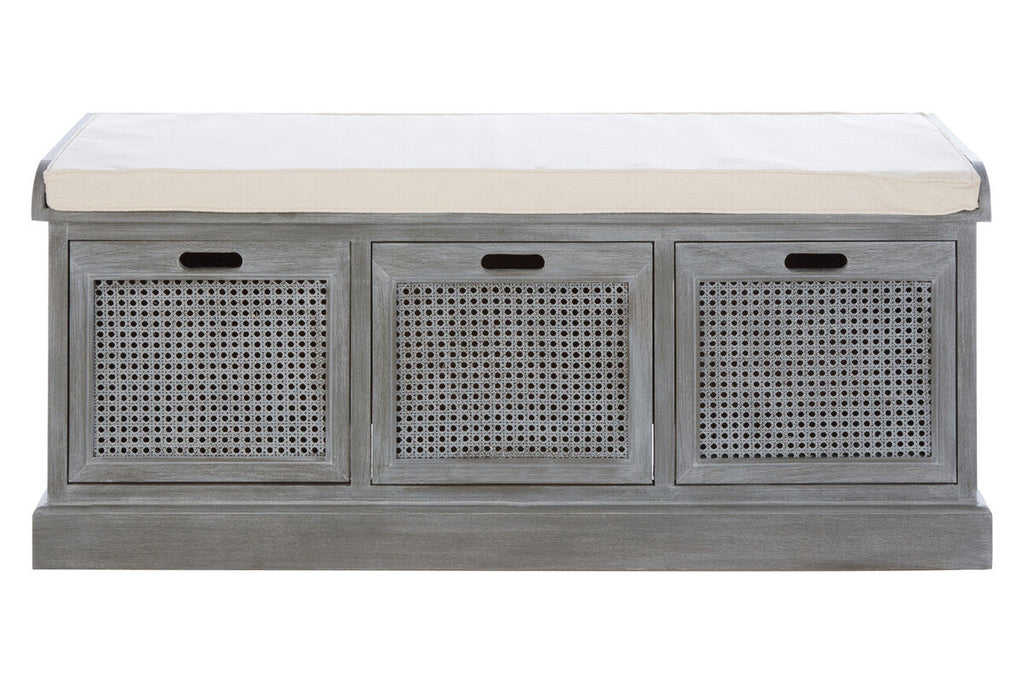 Grey Three Drawer Storage Bench with Cushion | Heritage