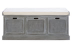 Grey Three Drawer Storage Bench with Cushion | Heritage
