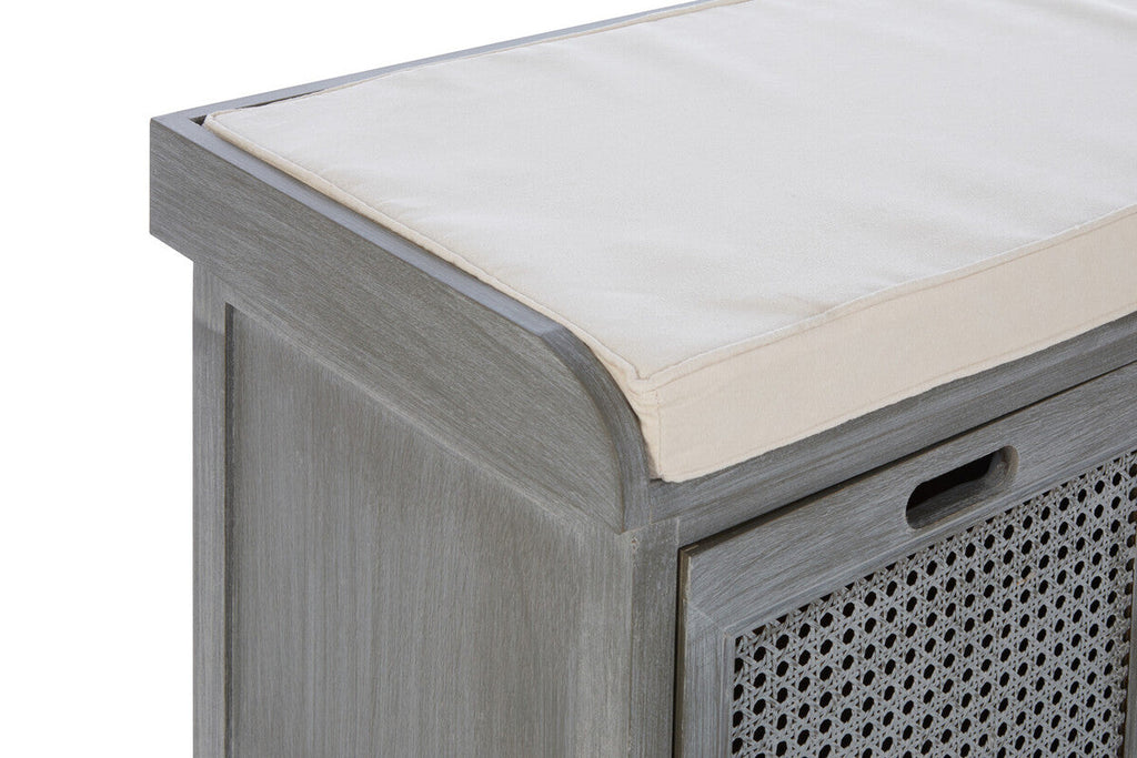 Grey Three Drawer Storage Bench with Cushion | Heritage