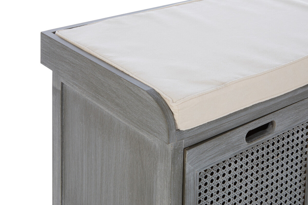 Grey Three Drawer Storage Bench with Cushion | Heritage
