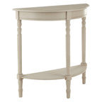 Grey Half Moon Wooden Console Table with 1 Lower Storage Shelf | Heritage